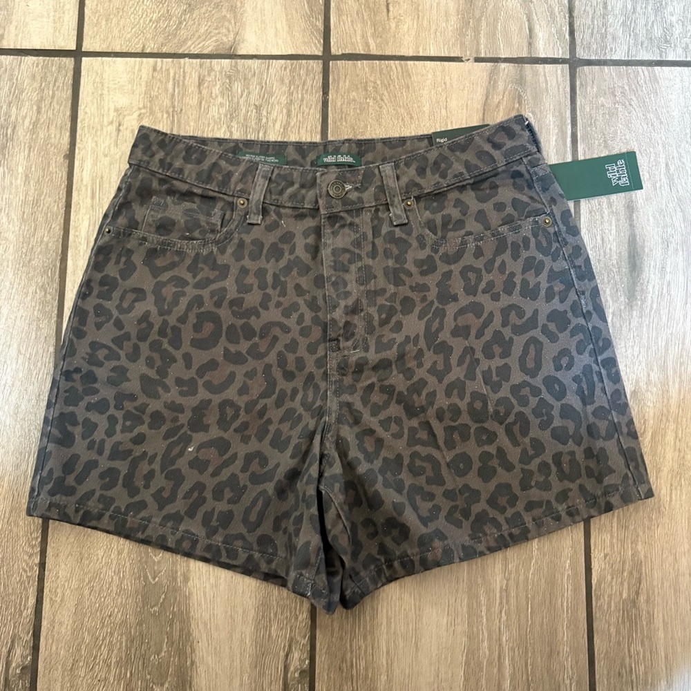 Wild Fable Black Leopard Print Jean Shorts